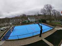 Overview of completed hockey and basketball front yard court on the South Shore of Massachusetts.