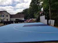 Home basketball court upgrade of old asphalt court in Cape Cod village of Pocasset in Bourne, MA.