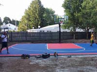 Partially completed personal basketball court in Canton, MA.