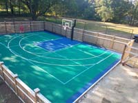 Backyard basketball court is the sort of thing you might find in Carlisle, MA or a yard like yours.
