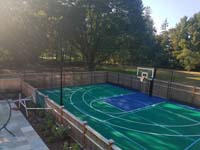 Backyard basketball court is the sort of thing you might find in Carlisle, MA or a yard like yours.