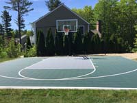 Backyard basketball court in Duxbury, MA.