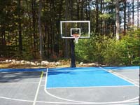 Backyard basketball court in Hanover, MA.