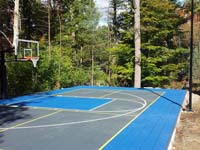 Backyard basketball court in Hanover, MA.