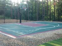 Backyard basketball court in Kingston, MA.