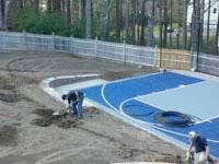 New basketball court installed in conjunction with landscape design in Kingston, MA..