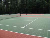 Replacement court surface for multiple games and sports at a residential housing complex in Duxbury, MA.