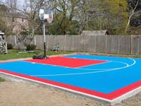 Backyard basketball court in Beverly, MA.