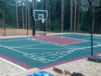 Backyard basketball, pickleball and shuffleboard multicourt in Kingston, MA.