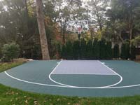 Custom rounded basketball court in Needham, MA.
