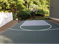 Slate green and titanium silver/grey basketball court in Needham, MA.