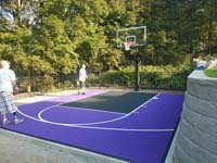 Canton, MA backyard basketball court.
