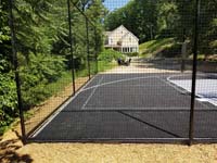 Black and grey home basketball court in Wellesley, MA.